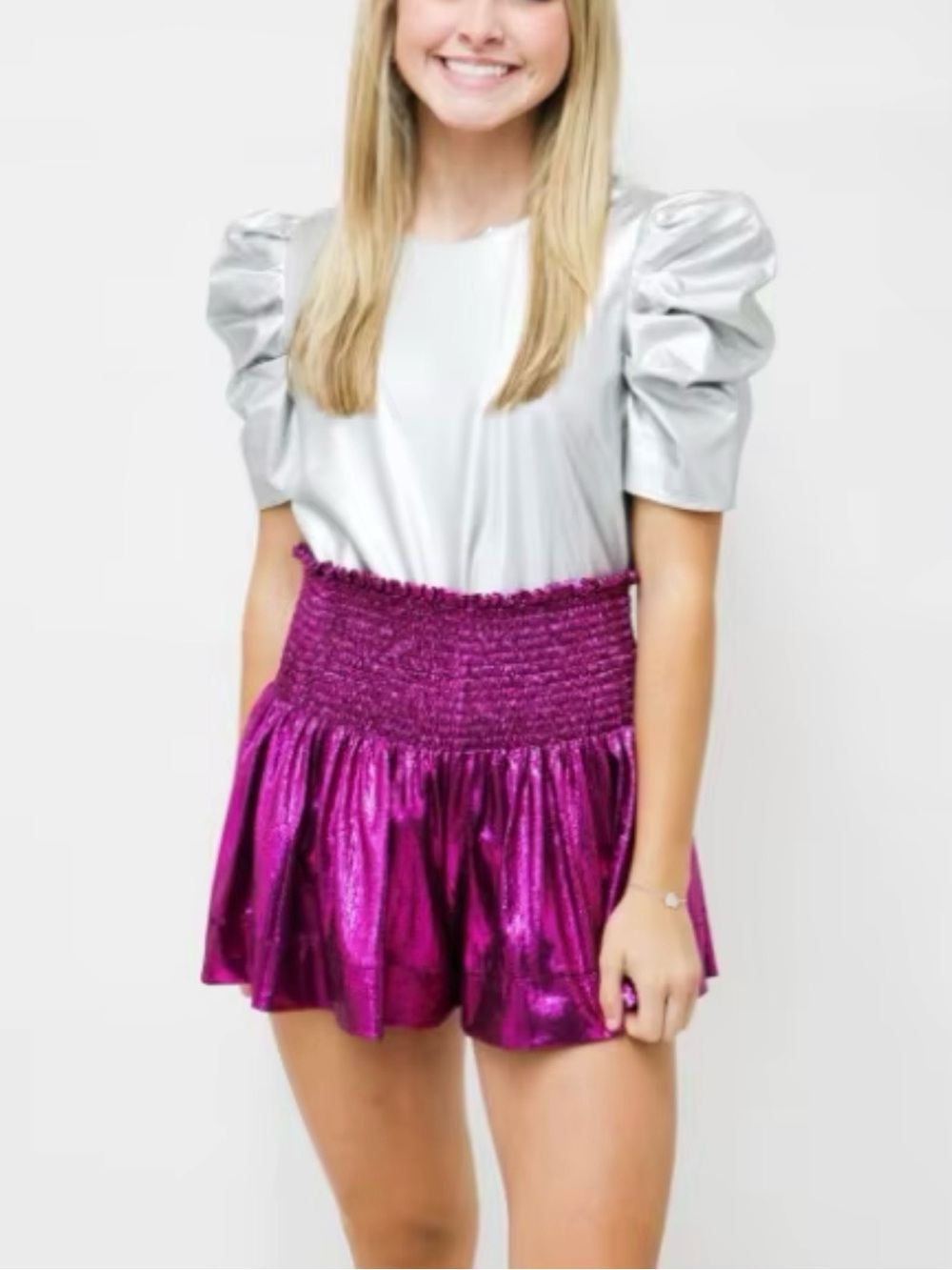 Queen Of Sparkles Swing Shorts Fuchsia Women's Size XSmall Shiny Sparkly Stretch